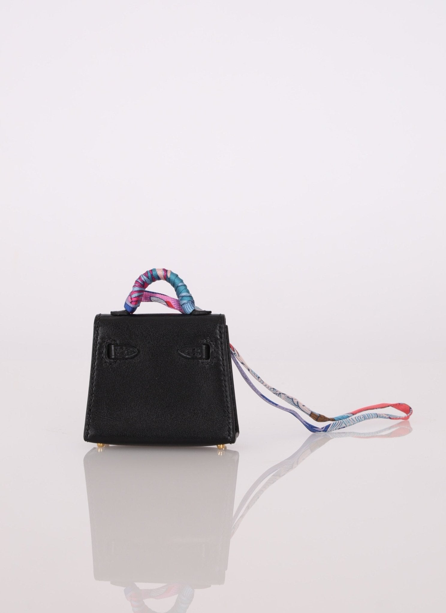 Hermès Noir Tadelakt Micro Kelly Twilly Bag Charm GHW - FashioNica