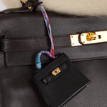 Hermès Noir Tadelakt Micro Kelly Twilly Bag Charm GHW - FashioNica