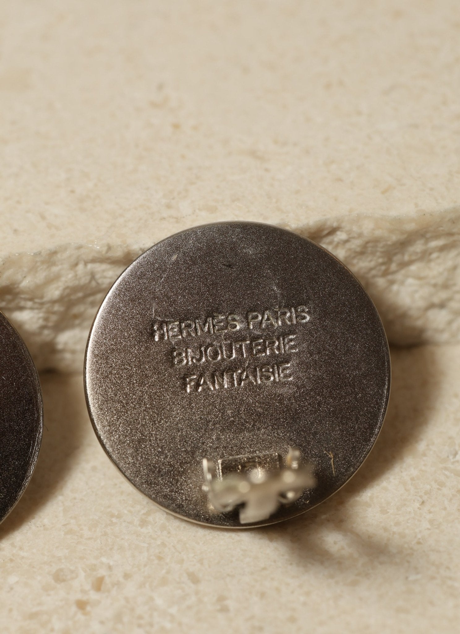 Hermès Silver Matte Clou de Selle Clip - On Earrings - FashioNica