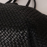 Limited Edition Bottega Veneta Black Intrecciato Large Cabat with Pouch - FashioNica