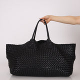 Limited Edition Bottega Veneta Black Intrecciato Large Cabat with Pouch - FashioNica