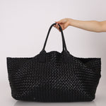 Limited Edition Bottega Veneta Black Intrecciato Large Cabat with Pouch - FashioNica