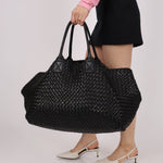 Limited Edition Bottega Veneta Black Intrecciato Large Cabat with Pouch - FashioNica