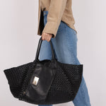 Limited Edition Bottega Veneta Black Intrecciato Large Cabat with Pouch - FashioNica