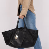 Limited Edition Bottega Veneta Black Intrecciato Large Cabat with Pouch - FashioNica