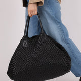 Limited Edition Bottega Veneta Black Intrecciato Large Cabat with Pouch - FashioNica
