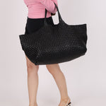 Limited Edition Bottega Veneta Black Intrecciato Large Cabat with Pouch - FashioNica