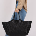 Limited Edition Bottega Veneta Black Intrecciato Large Cabat with Pouch - FashioNica