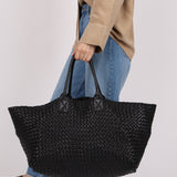 Limited Edition Bottega Veneta Black Intrecciato Large Cabat with Pouch - FashioNica