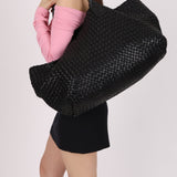 Limited Edition Bottega Veneta Black Intrecciato Large Cabat with Pouch - FashioNica