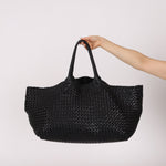 Limited Edition Bottega Veneta Black Intrecciato Large Cabat with Pouch - FashioNica