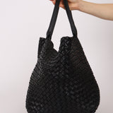 Limited Edition Bottega Veneta Black Intrecciato Large Cabat with Pouch - FashioNica