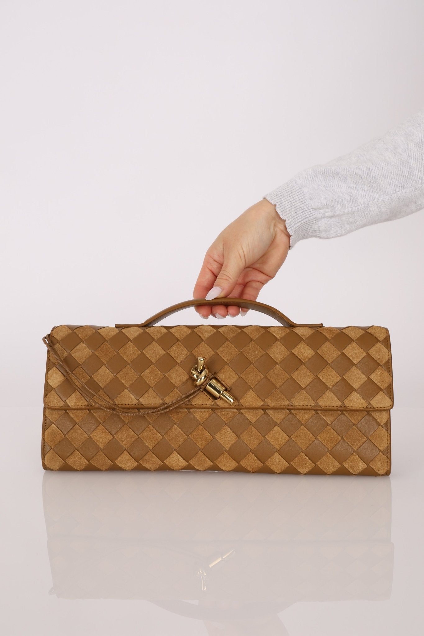 Limited Edition Bottega Veneta Suede & Lambskin Andiamo Top Handle - FashioNica