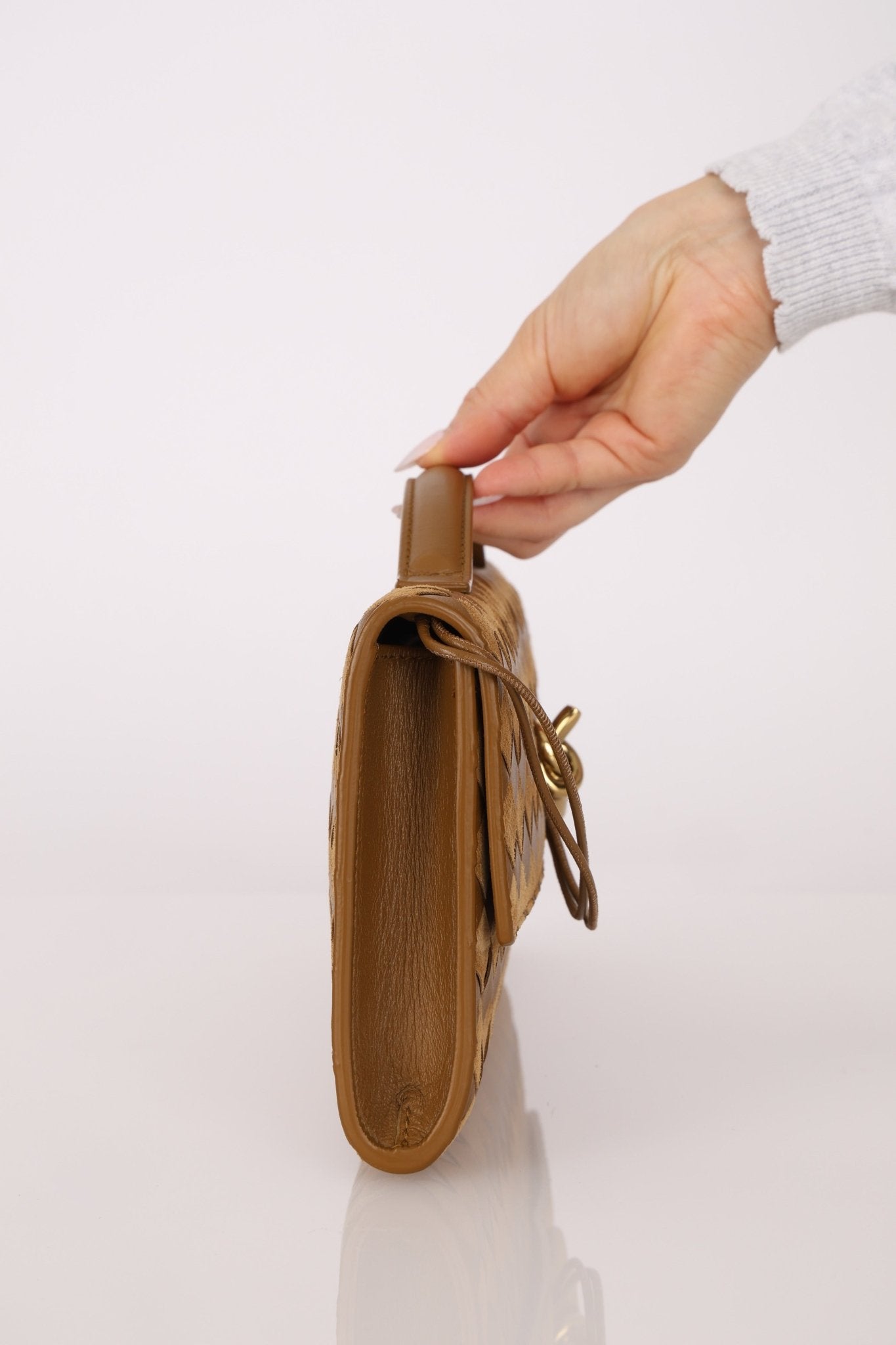 Limited Edition Bottega Veneta Suede & Lambskin Andiamo Top Handle - FashioNica