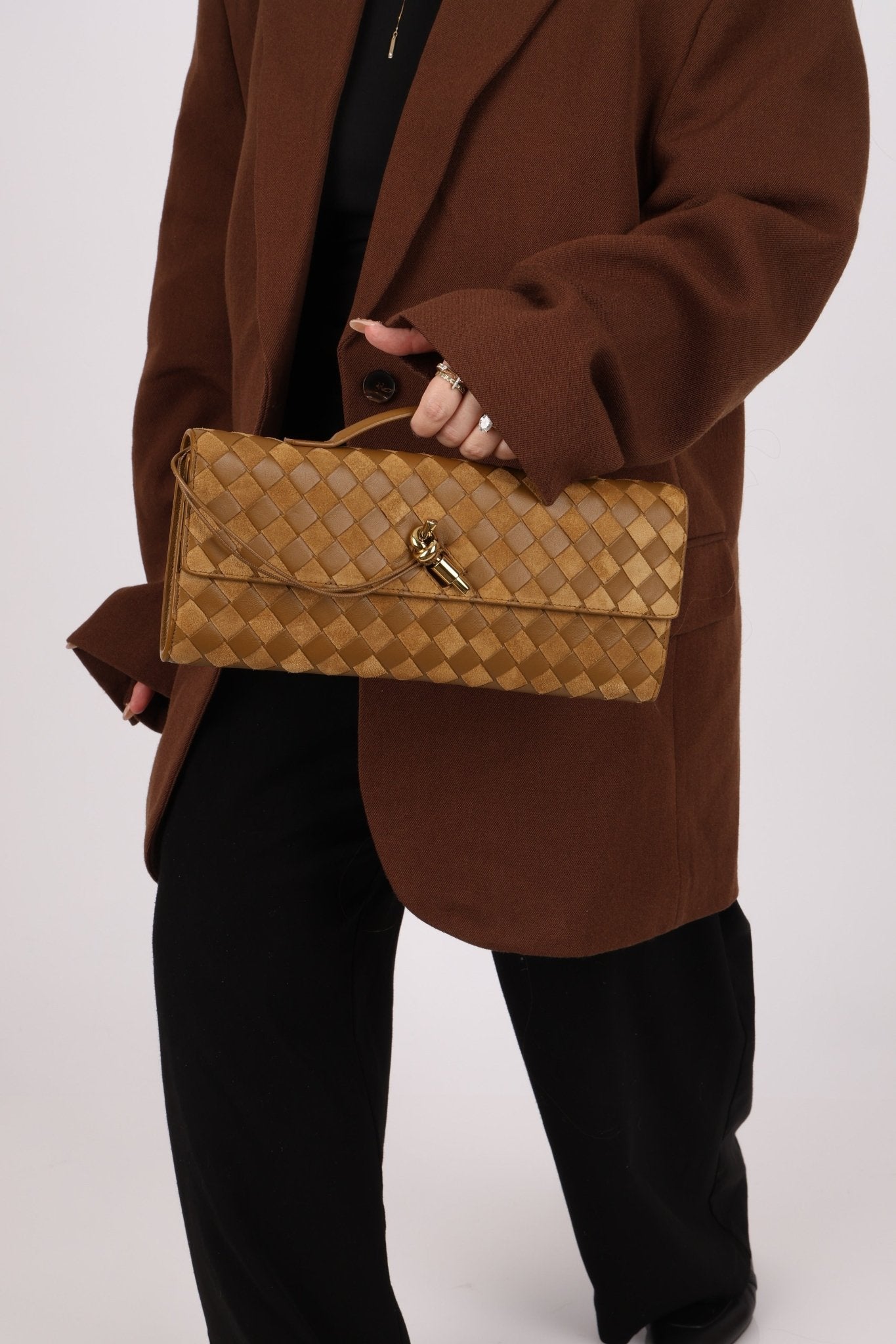 Limited Edition Bottega Veneta Suede & Lambskin Andiamo Top Handle - FashioNica