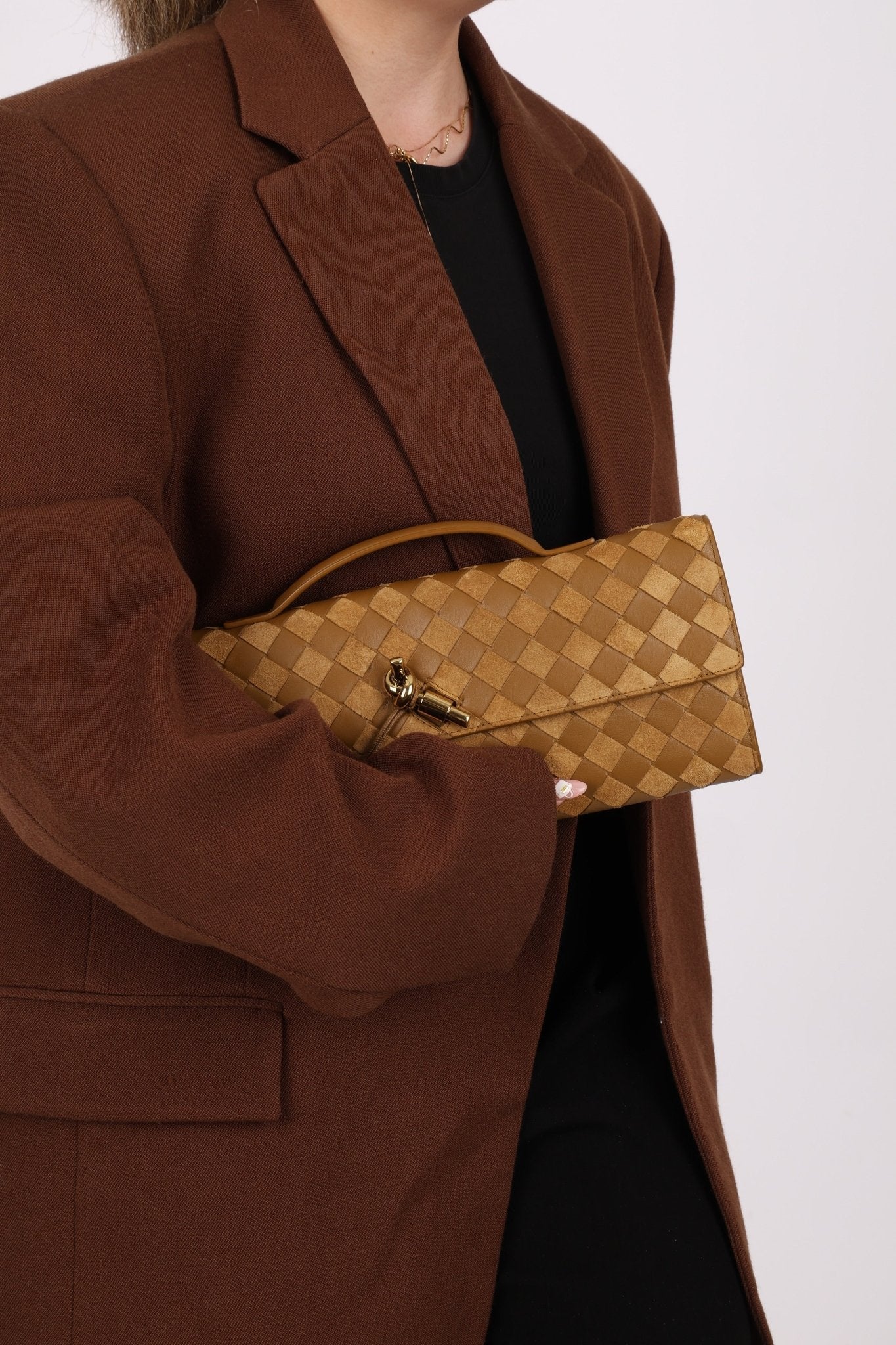 Limited Edition Bottega Veneta Suede & Lambskin Andiamo Top Handle - FashioNica