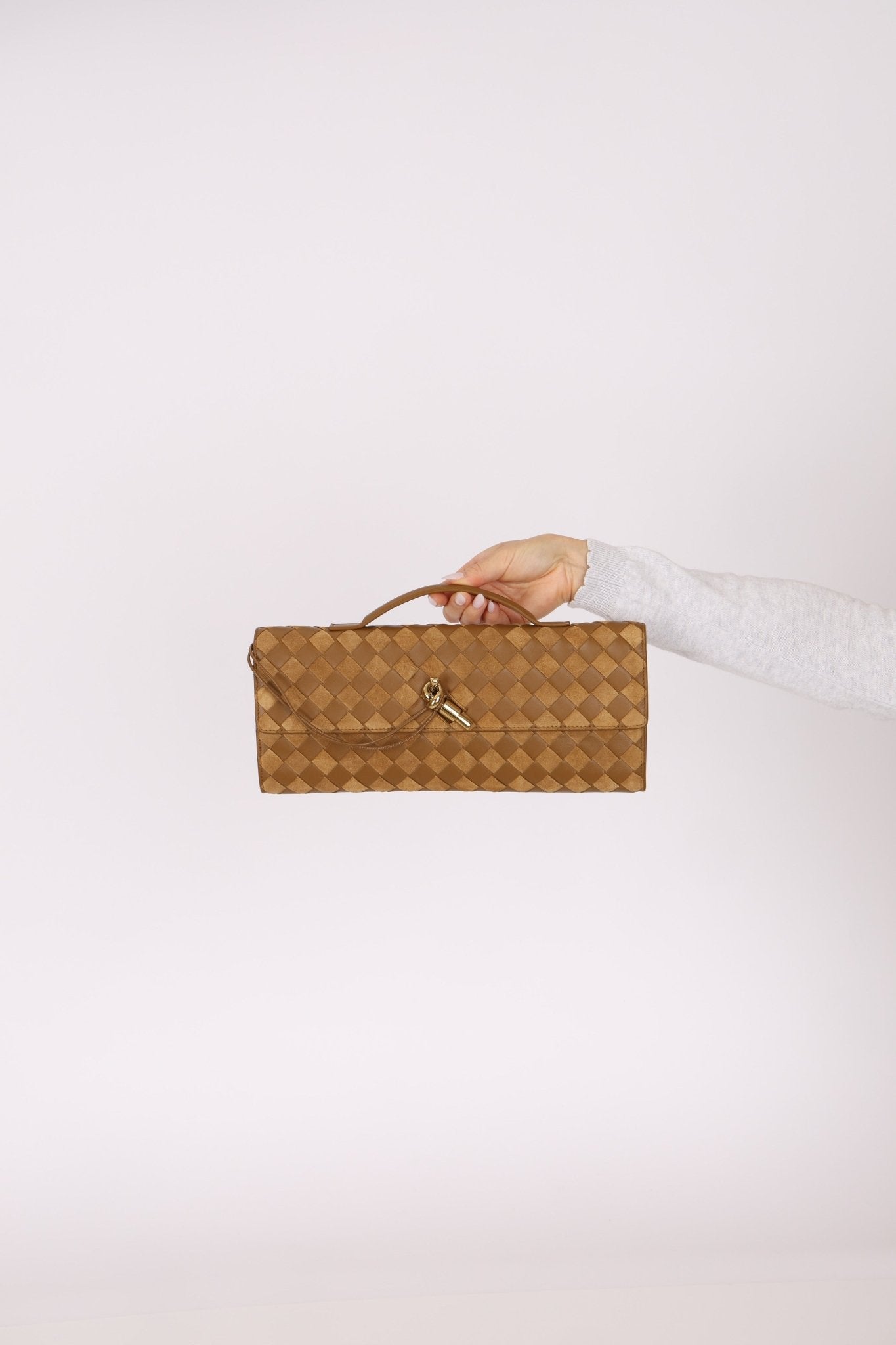 Limited Edition Bottega Veneta Suede & Lambskin Andiamo Top Handle - FashioNica