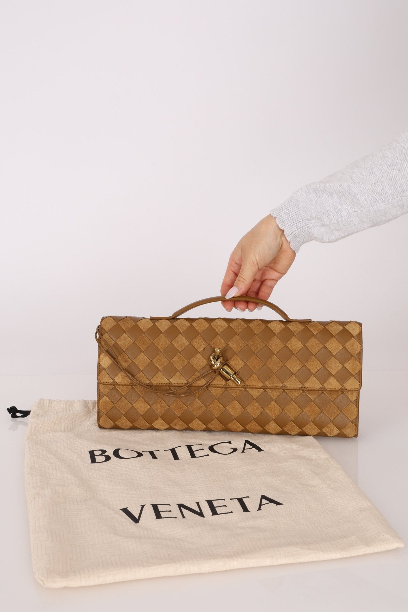 Limited Edition Bottega Veneta Suede & Lambskin Andiamo Top Handle - FashioNica