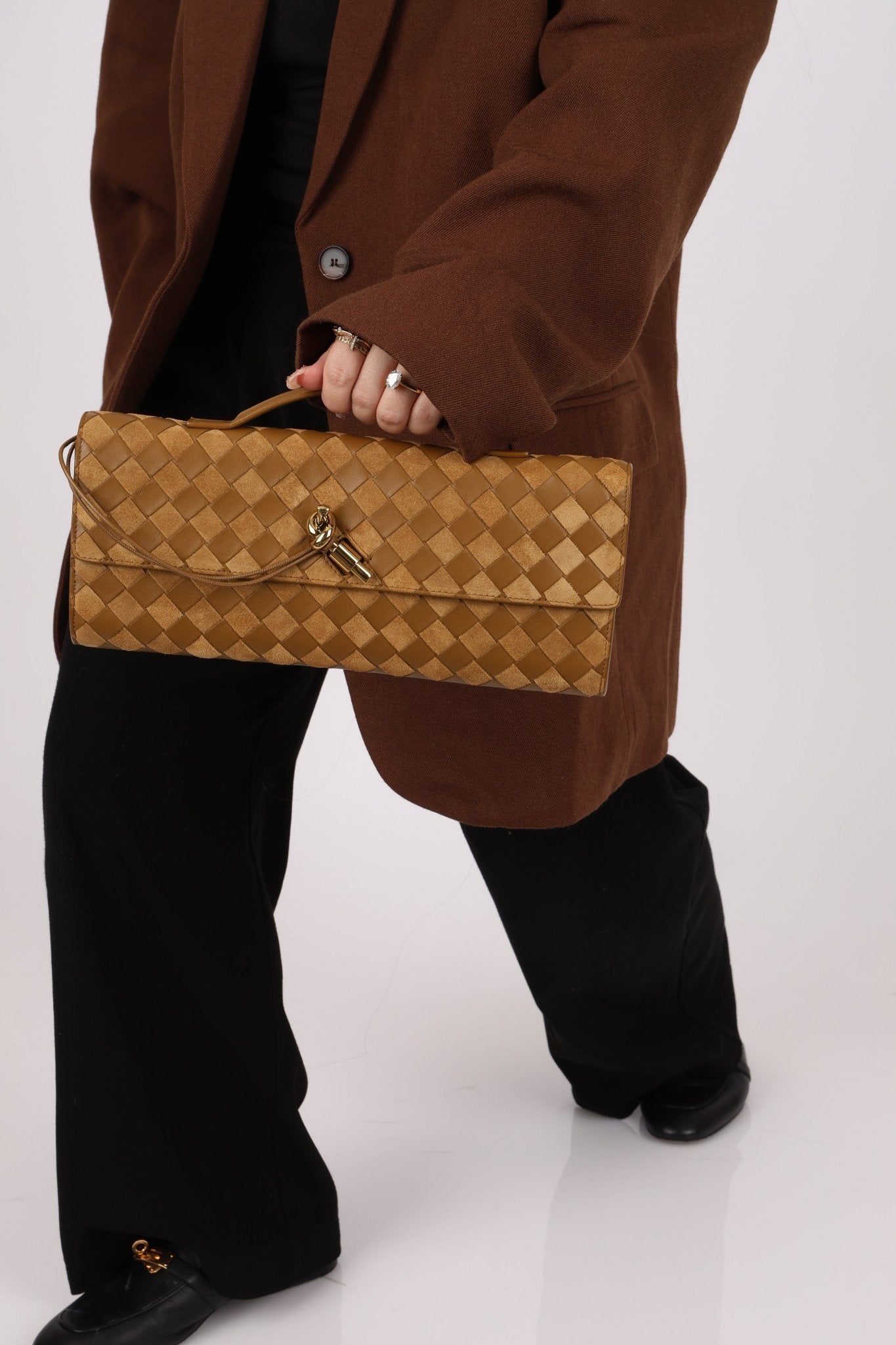 Limited Edition Bottega Veneta Suede & Lambskin Andiamo Top Handle - FashioNica