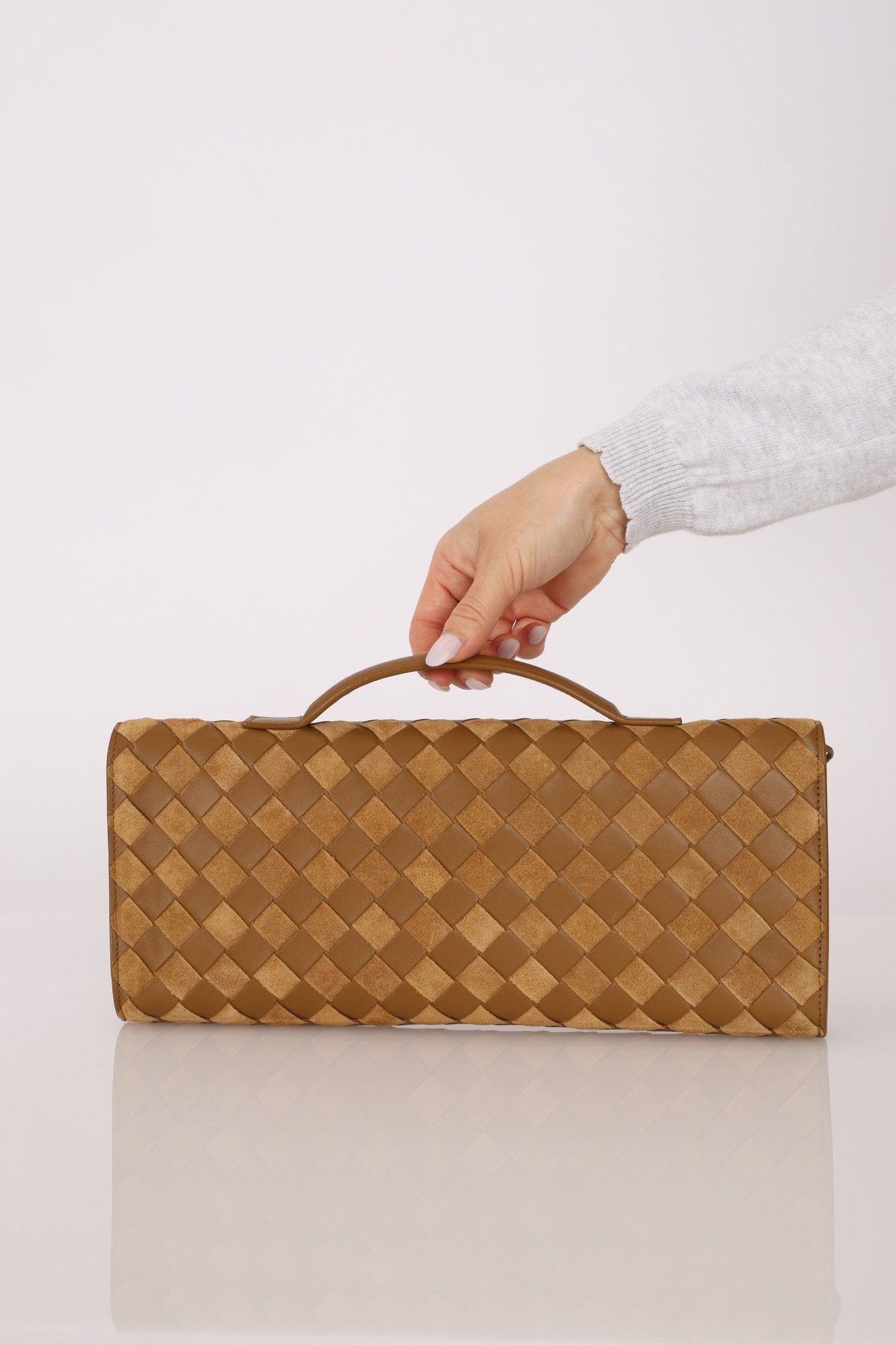 Limited Edition Bottega Veneta Suede & Lambskin Andiamo Top Handle - FashioNica