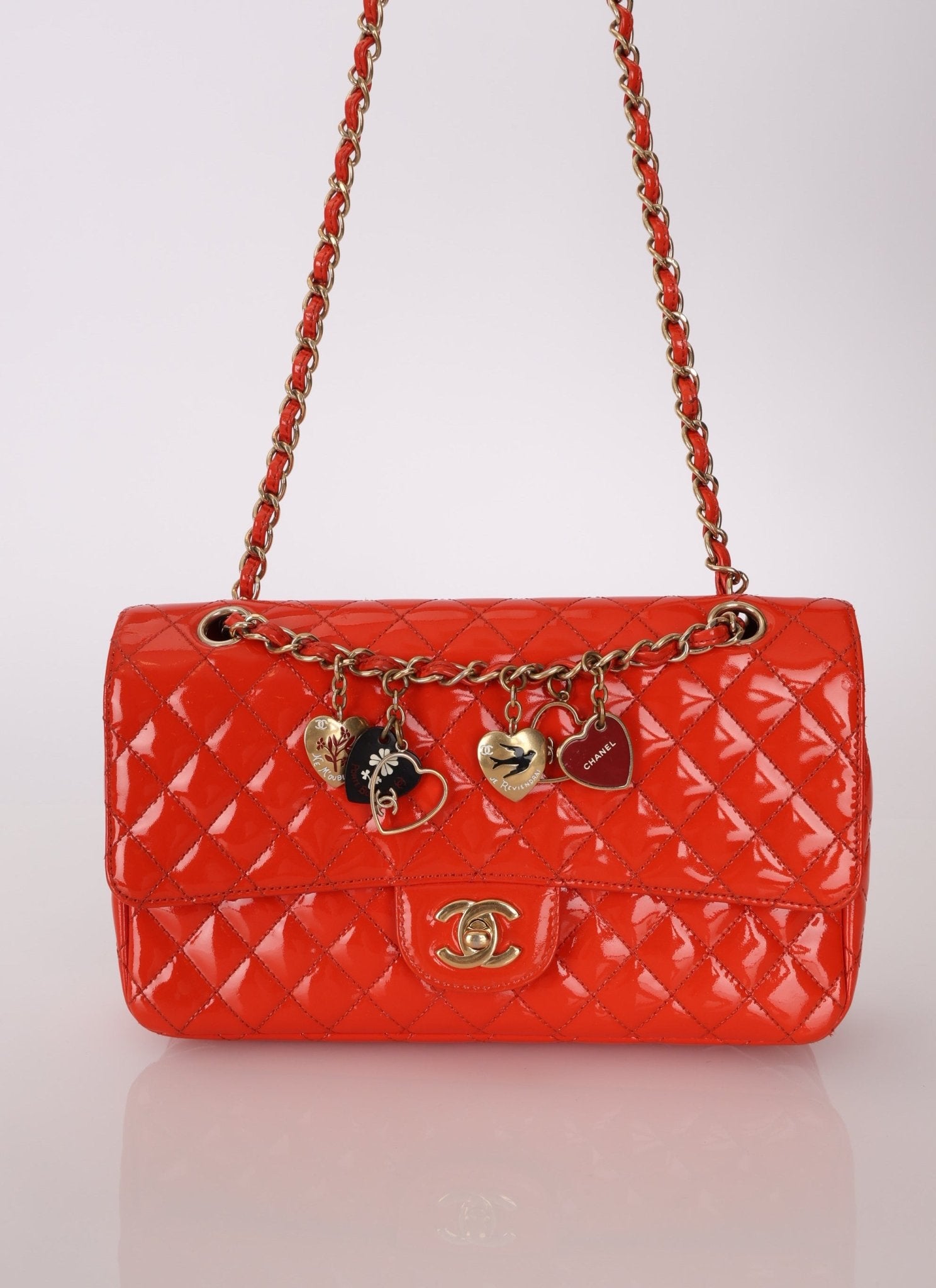 Limited Edition Chanel 2009 Patent Valentine Charms Classic Flap - FashioNica
