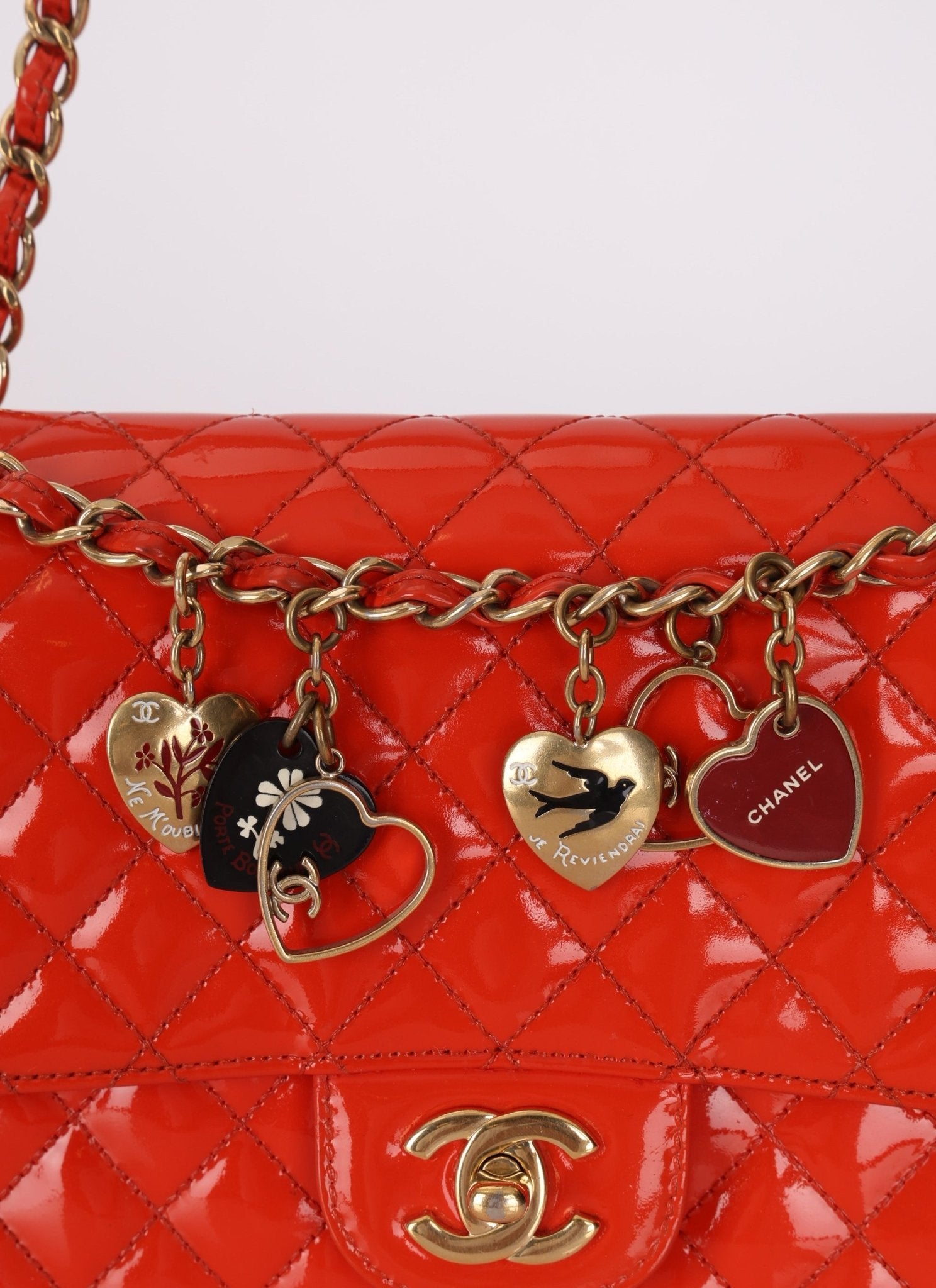 Limited Edition Chanel 2009 Patent Valentine Charms Classic Flap - FashioNica