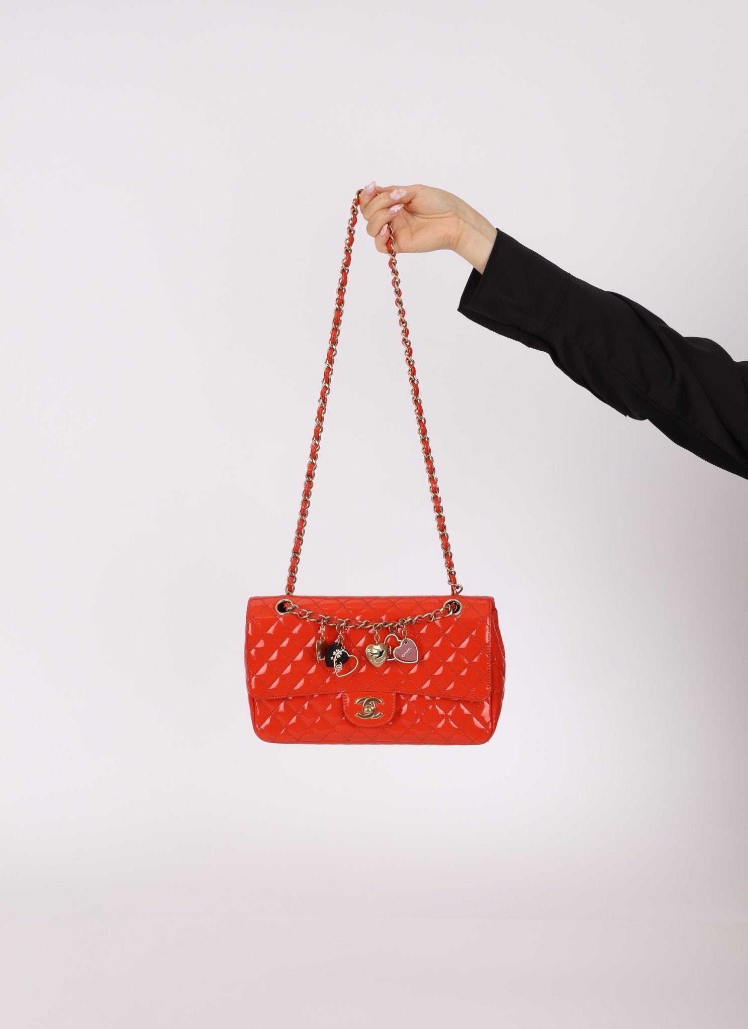 Limited Edition Chanel 2009 Patent Valentine Charms Classic Flap - FashioNica