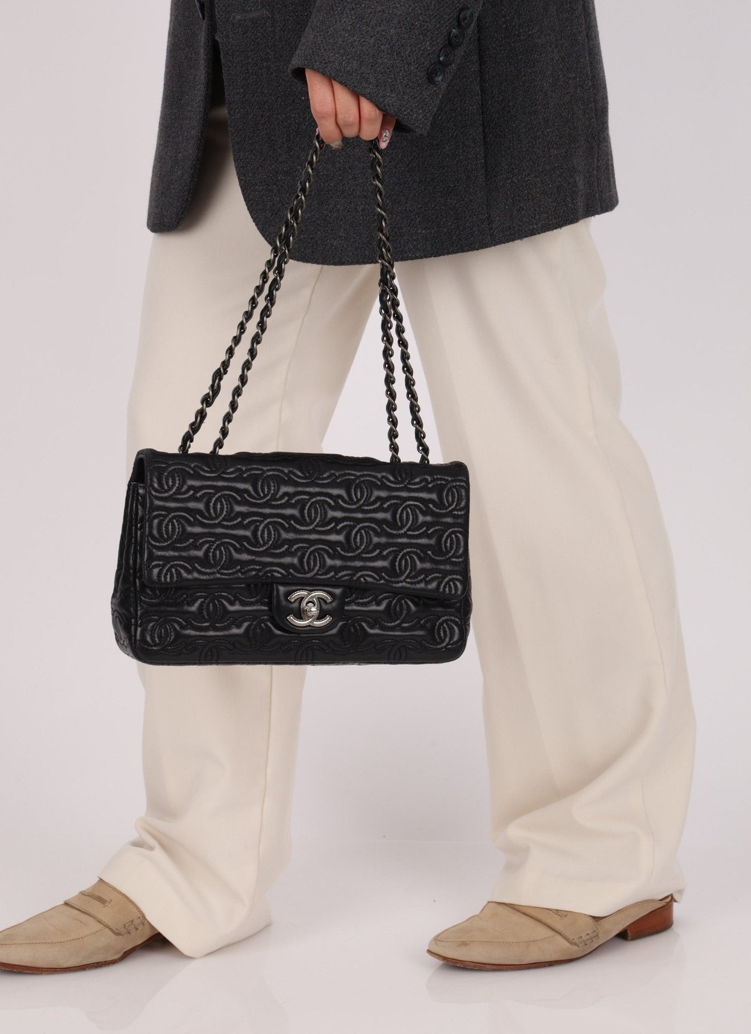 Limited Edition Chanel 2014 Calfskin CC Stitched Medium Single Flap - FashioNica