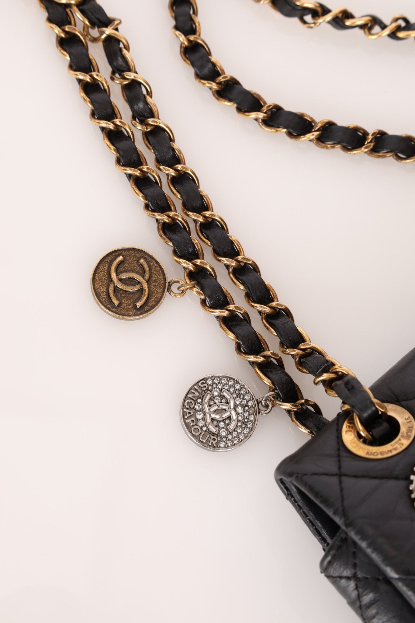 Limited Edition Chanel 2015 Aged Calfskin Paris - Dubai Coin Medallion Small Classic Flap - FashioNica