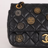 Limited Edition Chanel 2015 Aged Calfskin Paris - Dubai Coin Medallion Small Classic Flap - FashioNica