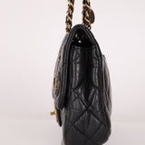 Limited Edition Chanel 2015 Aged Calfskin Paris - Dubai Coin Medallion Small Classic Flap - FashioNica