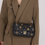 Limited Edition Chanel 2015 Aged Calfskin Paris - Dubai Coin Medallion Small Classic Flap - FashioNica