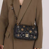 Limited Edition Chanel 2015 Aged Calfskin Paris - Dubai Coin Medallion Small Classic Flap - FashioNica