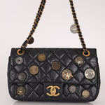 Limited Edition Chanel 2015 Aged Calfskin Paris - Dubai Coin Medallion Small Classic Flap - FashioNica