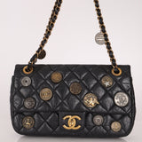 Limited Edition Chanel 2015 Aged Calfskin Paris - Dubai Coin Medallion Small Classic Flap - FashioNica
