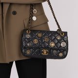 Limited Edition Chanel 2015 Aged Calfskin Paris - Dubai Coin Medallion Small Classic Flap - FashioNica