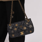 Limited Edition Chanel 2015 Aged Calfskin Paris - Dubai Coin Medallion Small Classic Flap - FashioNica