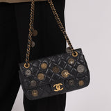 Limited Edition Chanel 2015 Aged Calfskin Paris - Dubai Coin Medallion Small Classic Flap - FashioNica