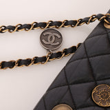 Limited Edition Chanel 2015 Aged Calfskin Paris - Dubai Coin Medallion Small Classic Flap - FashioNica