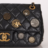 Limited Edition Chanel 2015 Aged Calfskin Paris - Dubai Coin Medallion Small Classic Flap - FashioNica