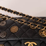 Limited Edition Chanel 2015 Aged Calfskin Paris - Dubai Coin Medallion Small Classic Flap - FashioNica