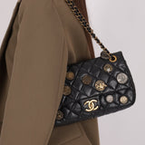 Limited Edition Chanel 2015 Aged Calfskin Paris - Dubai Coin Medallion Small Classic Flap - FashioNica