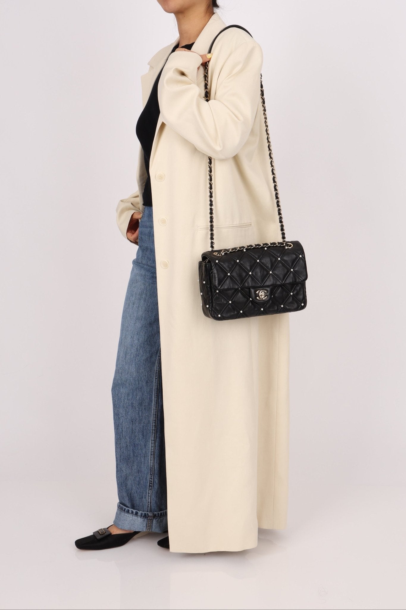 Limited Edition Chanel 2019 Medium Lambskin Pearl Quilted Flap Bag - FashioNica