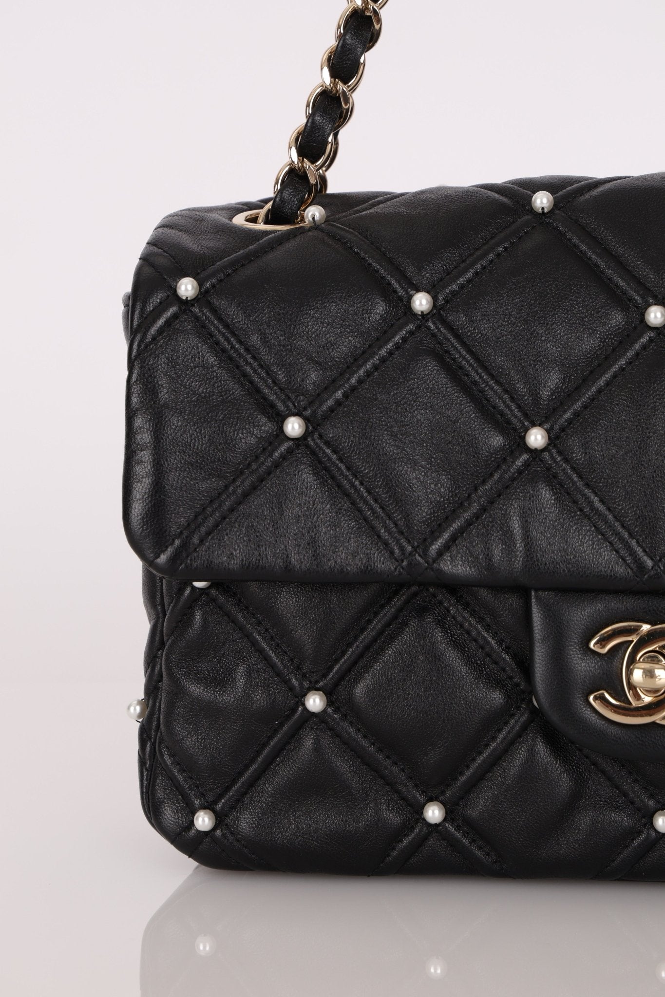 Limited Edition Chanel 2019 Medium Lambskin Pearl Quilted Flap Bag - FashioNica