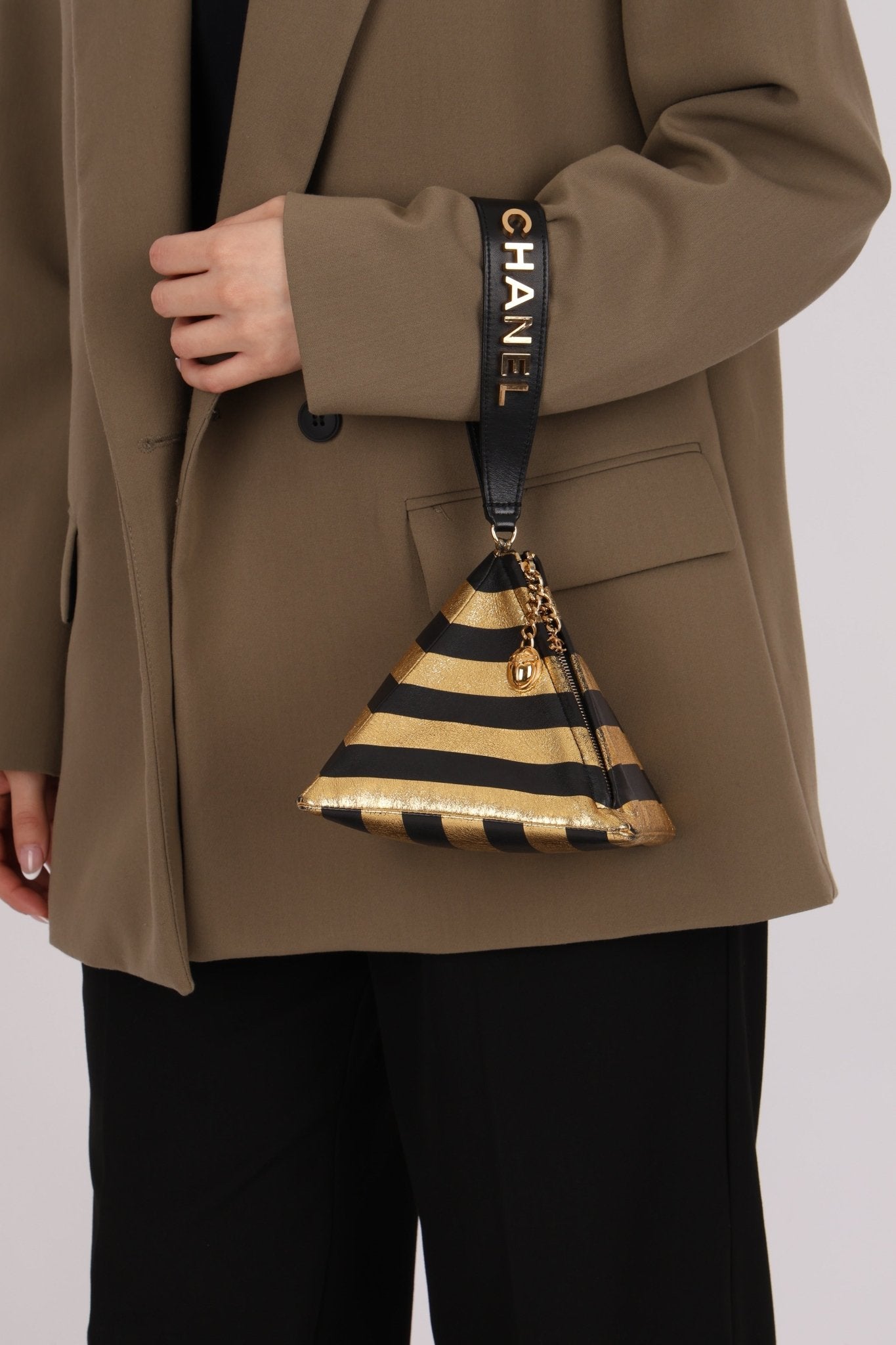 Limited Edition Chanel 2019 Metallic Lambskin Pyramid Kheops Pyramid Wristlet - FashioNica