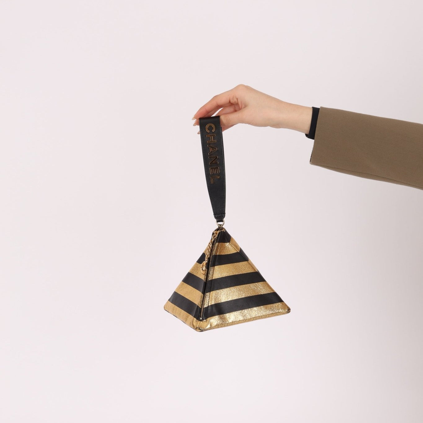 Limited Edition Chanel 2019 Metallic Lambskin Pyramid Kheops Pyramid Wristlet - FashioNica