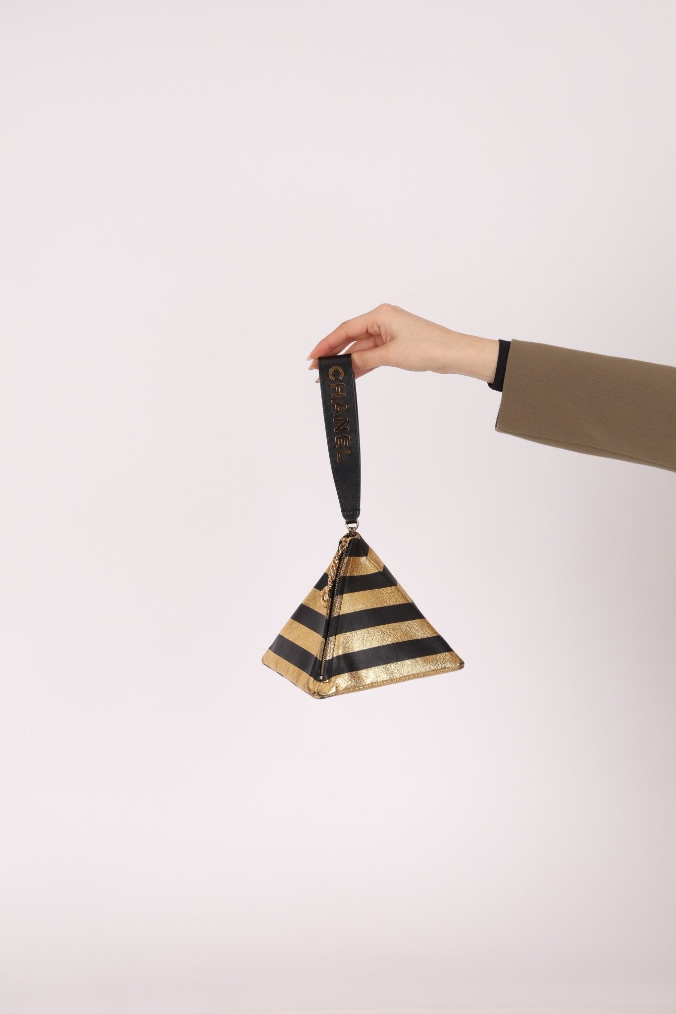 Limited Edition Chanel 2019 Metallic Lambskin Pyramid Kheops Pyramid Wristlet - FashioNica