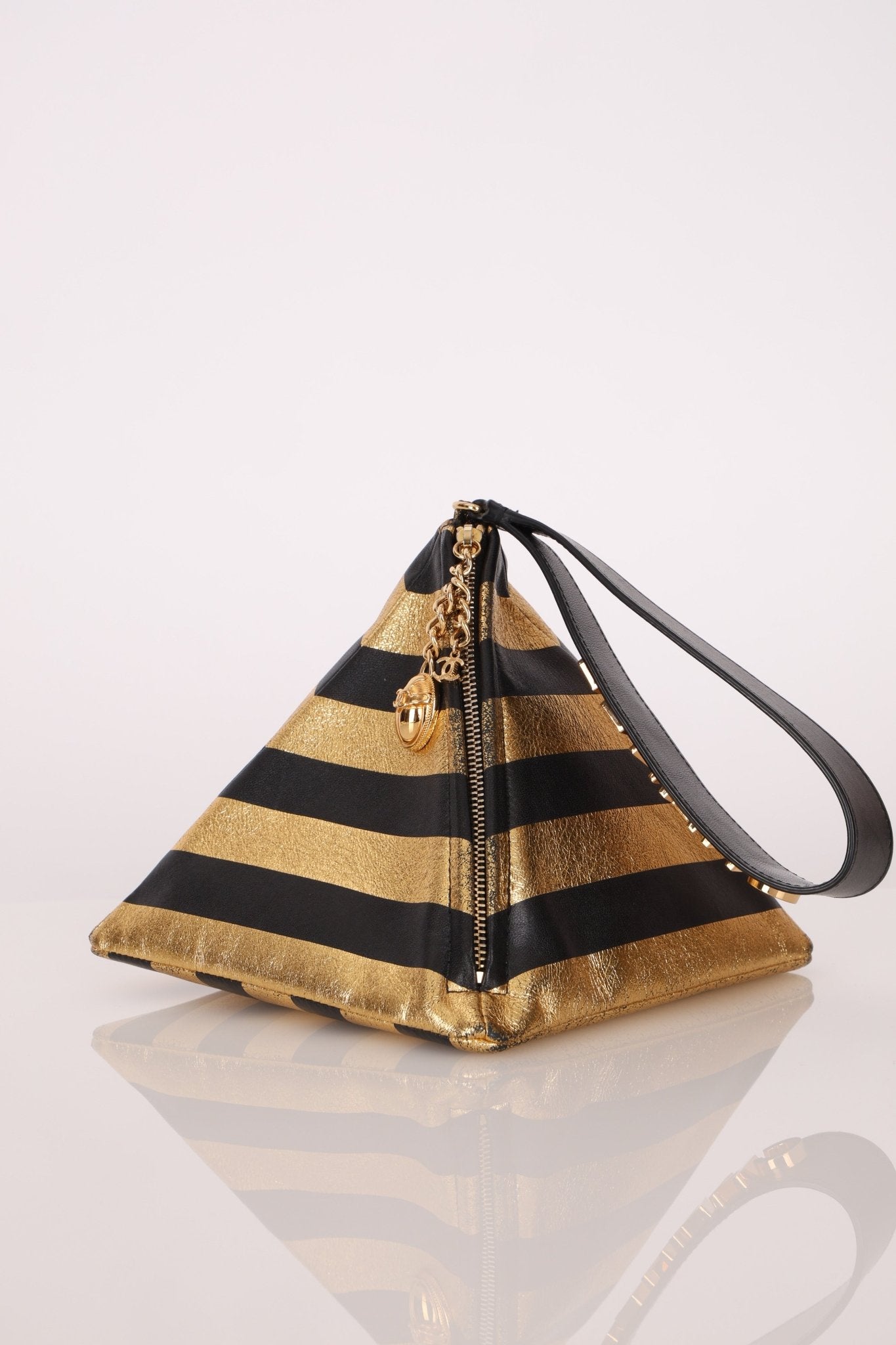 Limited Edition Chanel 2019 Metallic Lambskin Pyramid Kheops Pyramid Wristlet - FashioNica