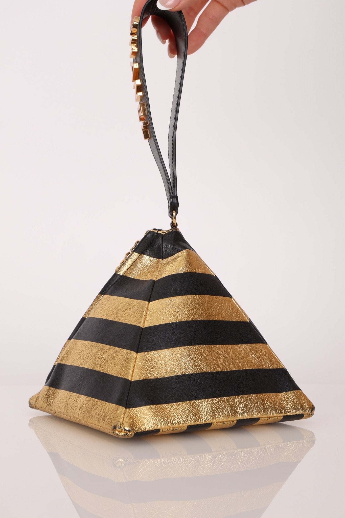 Limited Edition Chanel 2019 Metallic Lambskin Pyramid Kheops Pyramid Wristlet - FashioNica