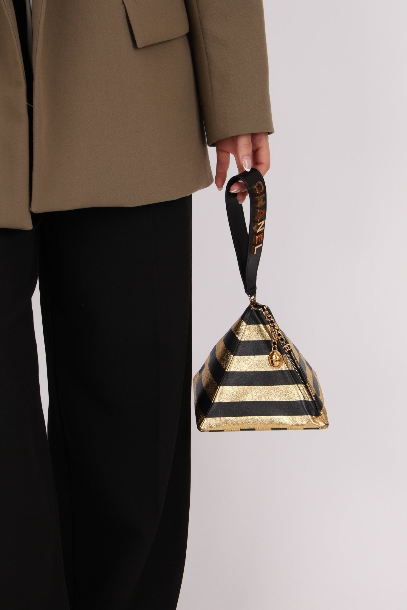 Limited Edition Chanel 2019 Metallic Lambskin Pyramid Kheops Pyramid Wristlet - FashioNica